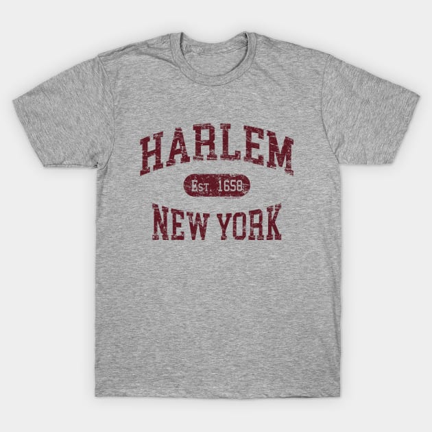 Harlem NY Distressed Retro Souvenir Print T-Shirt by FireflyCreative